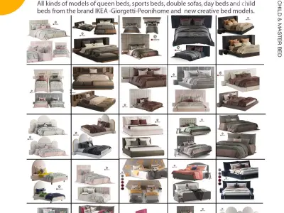 Bed collection vol A  40 BED MODELS 25 models and 15 Blankets 3D model