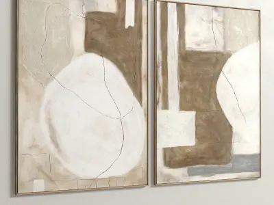 Plaster Two Photo Frame 58 Low-poly 3D model