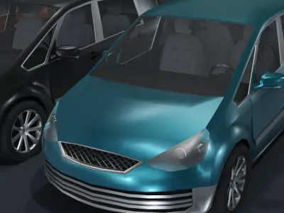 Generic Minivan Car With Interior Lowpoly 3D Model Low-poly 3D model