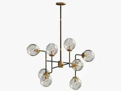 bistro globe clear glass chandelier 8 3D model