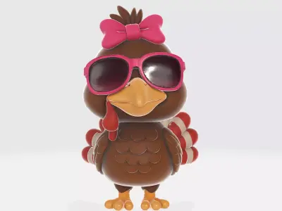 Turkey with Bow and Sunglasses 3D Printed 3D print model