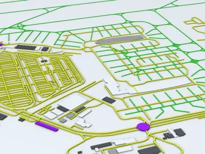 Brasilia BSB Airport Roads and Buildings 3D model