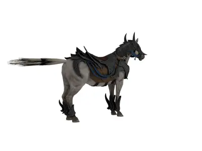 Armored Horse 3D Model  Game Ready and  Rigged Low-poly 3D model