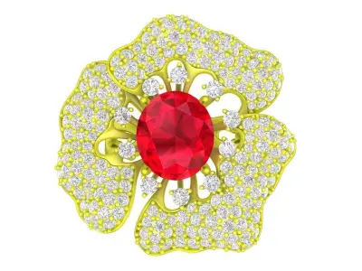 A7820 Luxury Diamond Flower Women Ring  3D print model