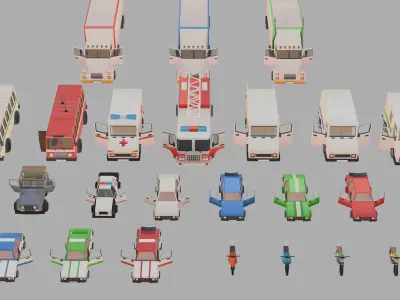 Stylized lowpoly vehicle pack - L-poly 3D models Low-poly 3D model