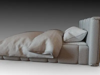 Modern Fabric Bed Free 3D model