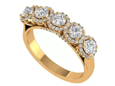 Round Halo  Diamond Ring 3D print model