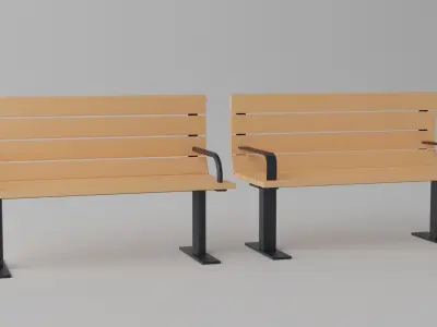 Cartoon Wooden Bench Park 1 Low-poly 3D model