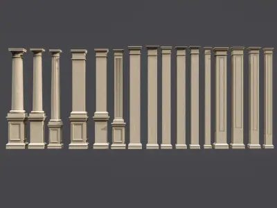 Classic  columns carvings and gypsum cornice 5 Low-poly 3D model