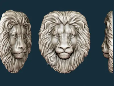 Lion Head - 3D STL File for CNC  3D model
