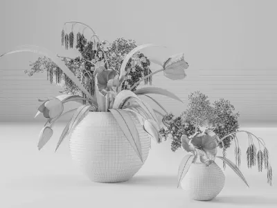 Spring bouquet with tulips  3D model