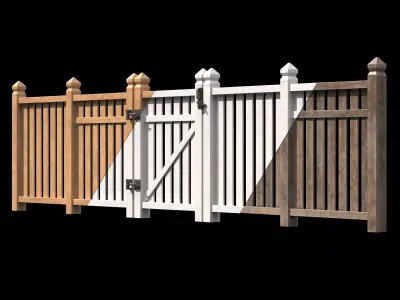 Wooden Fence set PBR 06 Low-poly 3D model