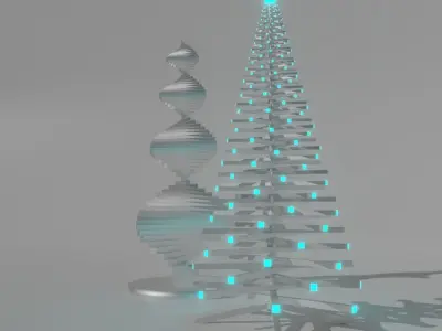 Modern Christmas Trees Bundle Free low-poly 3D model