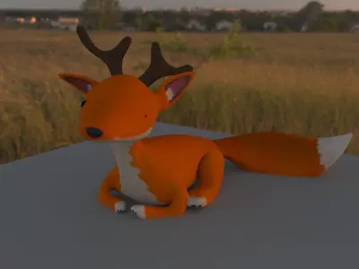 Deer-Fox low poly rigged Low-poly 3D model