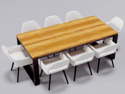 Wooden Dinning Table 3D model