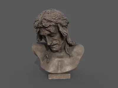 Bust of Christ on the Crucifix Low-poly 3D model