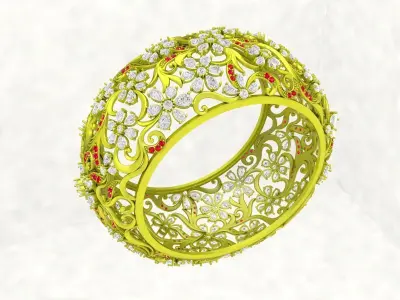 Luxury Diamond Flower Women Bangle Bracelets 7393A 3D print model