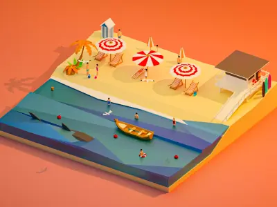Holiday beach Free 3D model