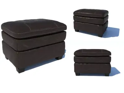 Leather Ottoman Pouf - 3D model Low-poly 3D model