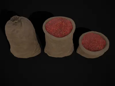 Burlap Sacks of Kidney Beans  Low-poly 3D model