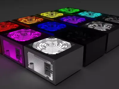 Power Supply Units Set With Glow In The Dark Fan 3D model