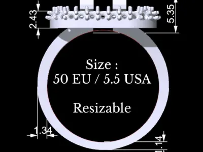  Lux and Simple Jewel Ring 3D print model