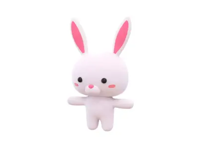 Character010 Chubby Rabbit  Low-poly 3D model
