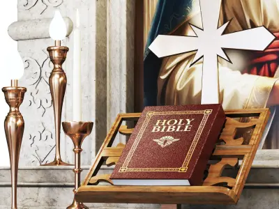 Church interior Altar Low-poly 3D model