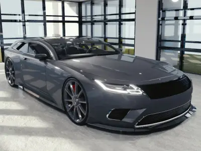 BLENDER EEVEE Brandless Sports GT shooting brake Low-poly 3D model