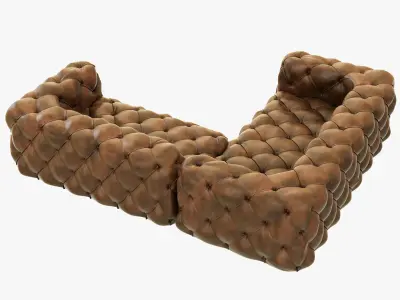 Restoration Hardware Soho Tufted Leather Corner Sectional 3D model