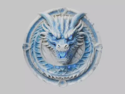 Medieval Dragon Head Bust Marble Sculpture Low-poly 3D model