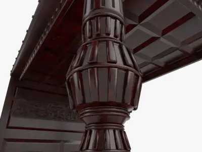 Renaissance style bed 4 Low-poly 3D model