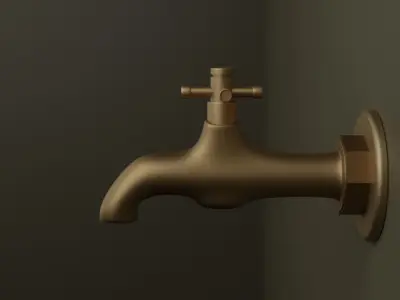 Wintage Water Tap and Wintage water pipe copper material Free 3D model