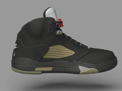 Nike Air Jordan 5 Retro Black Metallic 3D model