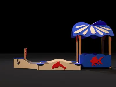 Sandbox boat with a house 3D model