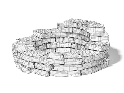  Round Stone Wall 3D Model 3D model
