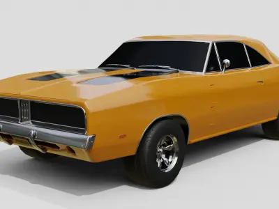 American Muscle Car Two-Tone Animation and Game-Ready Low-poly 3D model