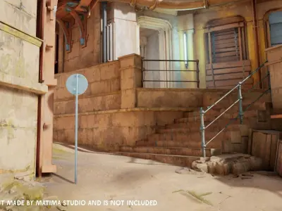 Lowpoly CITY TRAFFIC STREET SIGN No Cars VR AR Games 3D PBR  Low-poly 3D model