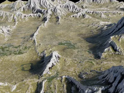 Provence landscape terrain for game engine 3D model 1k res Low-poly 3D model