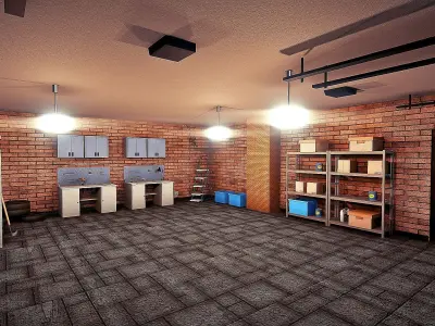 Realistic House Interior and Exterior Low-poly 3D model