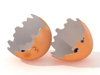Egg Cracked Emoji N021 Low-poly 3D model