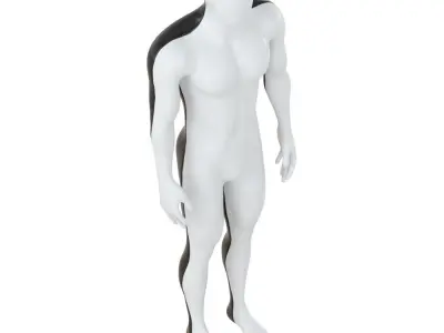 Male Sports Mannequin Half Black Half White 118 3D model