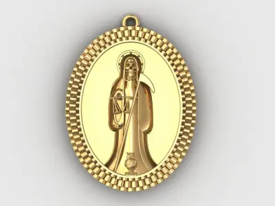  santa muerte holy death small size pendant 3D STL 3DM skull 3D print model