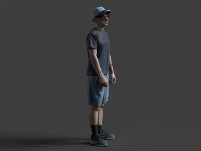 Chinese boy figure   Low-poly 3D model