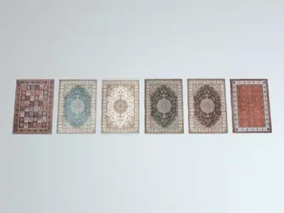 6 Scottish Rugs Low-poly 3D model