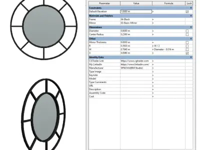 Parametric Mirror Family for Revit 3D model