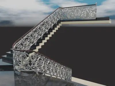 Staircase railings Low-poly 3D model