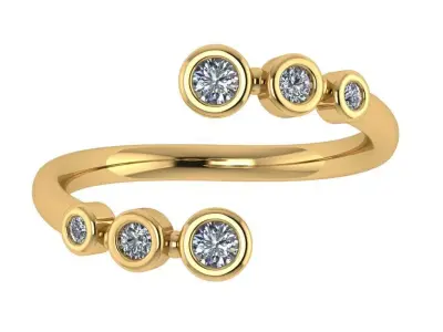 Twisted open Ring with Six Bezel setting stones 3D print model