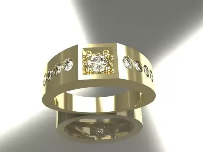 Ladies Diamond Ring Gold Silver Platinum Luxury Ring 3D print model