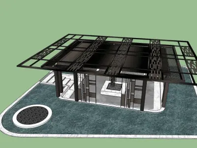 Outdoor sitting area with pargola 3d model 3D model